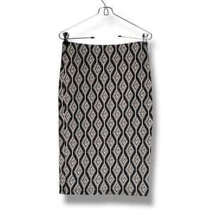 Zara Trafaluc Pencil Wiggle Skirt Bodycon Size Medium Winter Black White Aztec